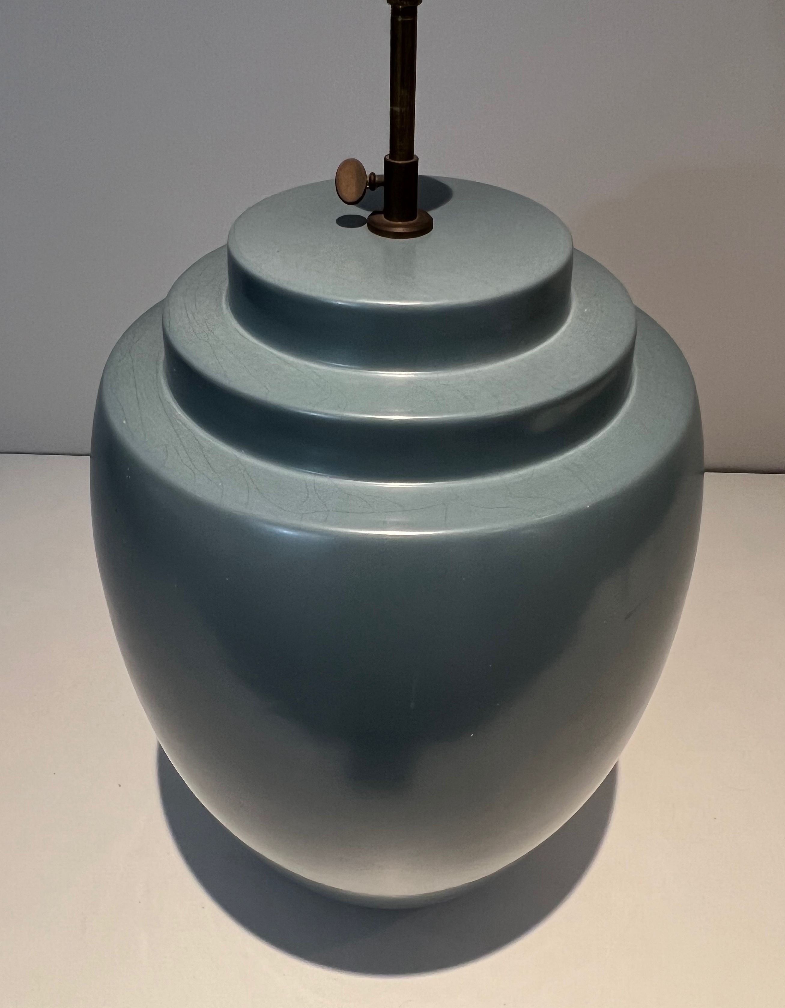 Blue ceramic lamp by Kosta