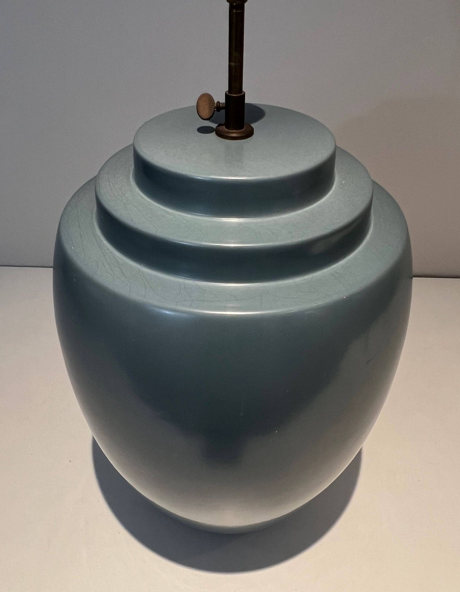 Blue ceramic lamp by Kosta