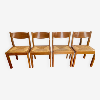 Série de 4 chaises en orme