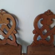 Pair of savoyard mountain chair carved wooden chalet