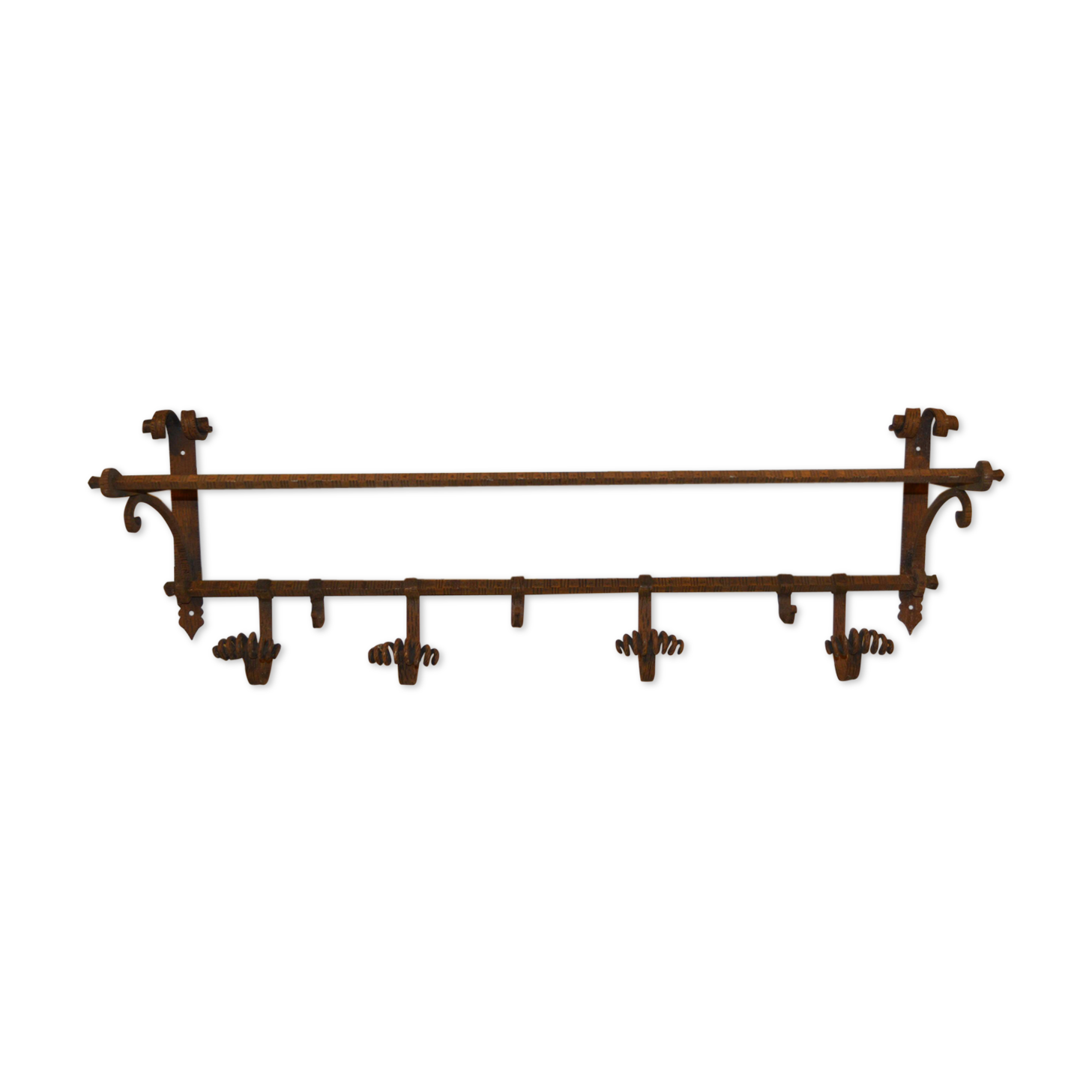 Coats in wrought iron door