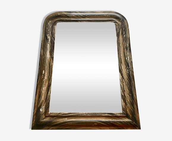 Miroir bois noirci effet patine 50x38cm