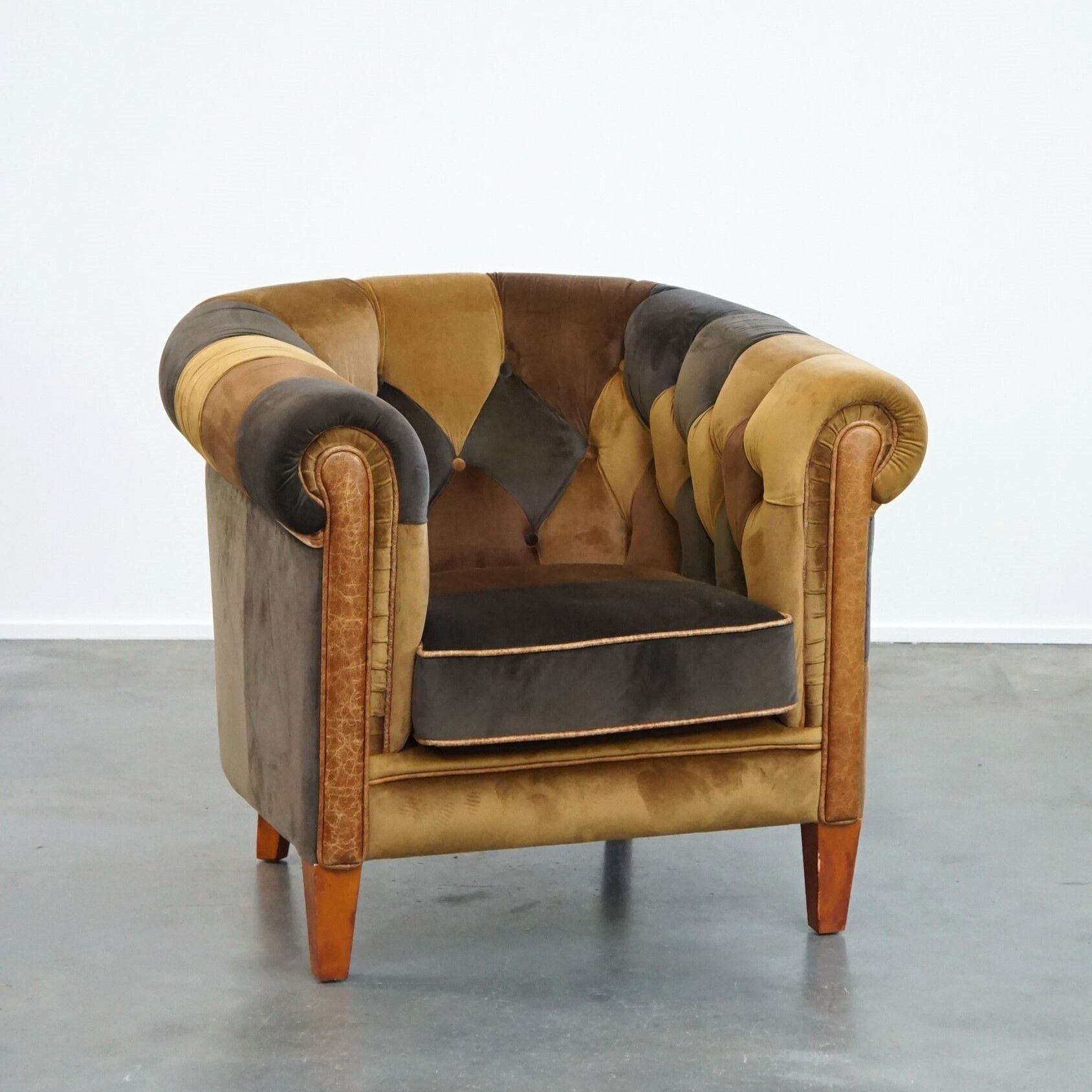 Unique fabric patchwork Chesterfield club armchair in English style
