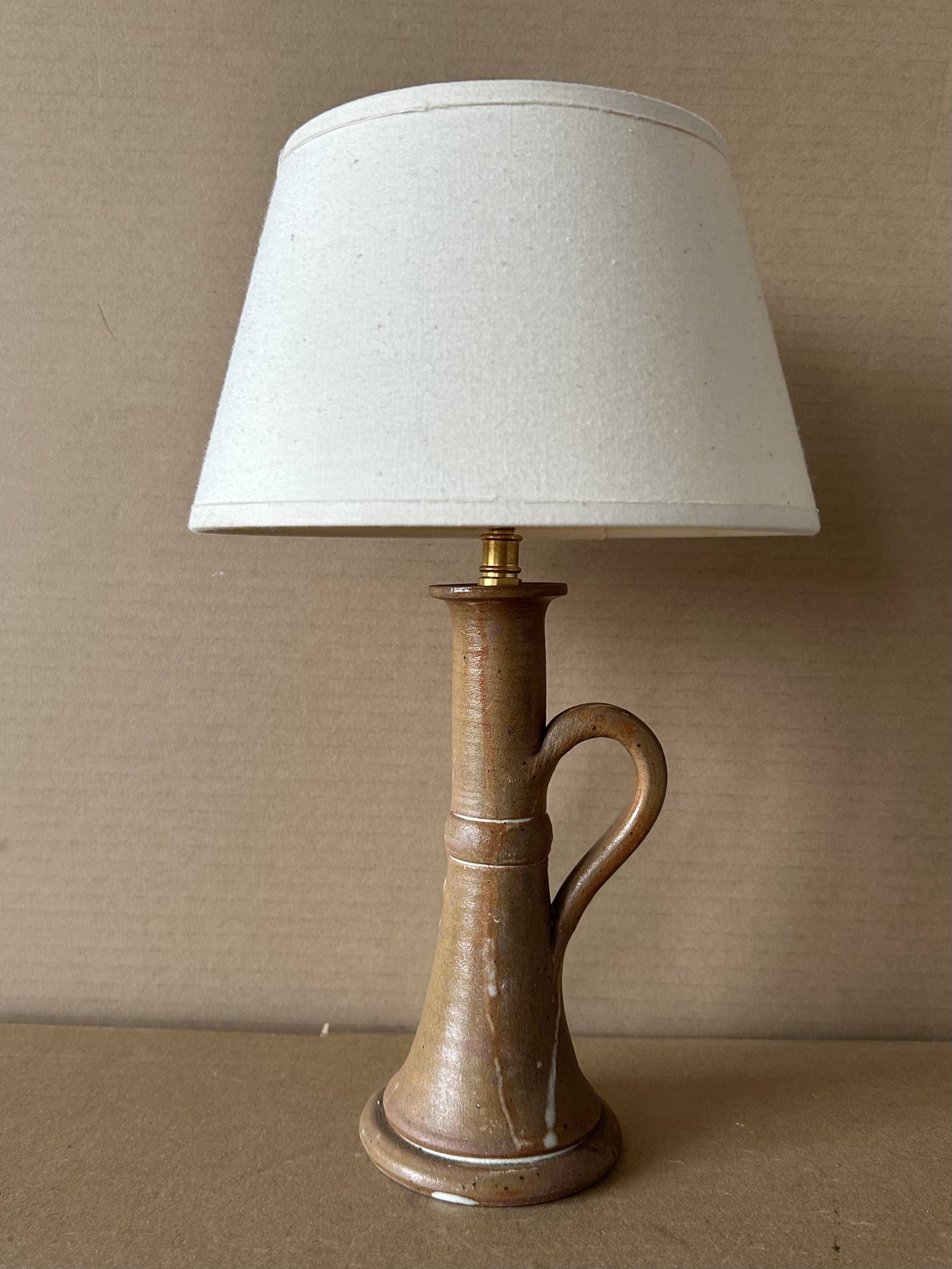 Petite lampe à poser, lampe de chevet vintage En grès émaillé, bon état, au
