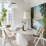 4 folding chairs with wicker seating