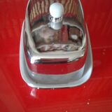 White and silver ceramic butter dish