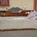 Cozy set and Art Deco bed in solid walnut