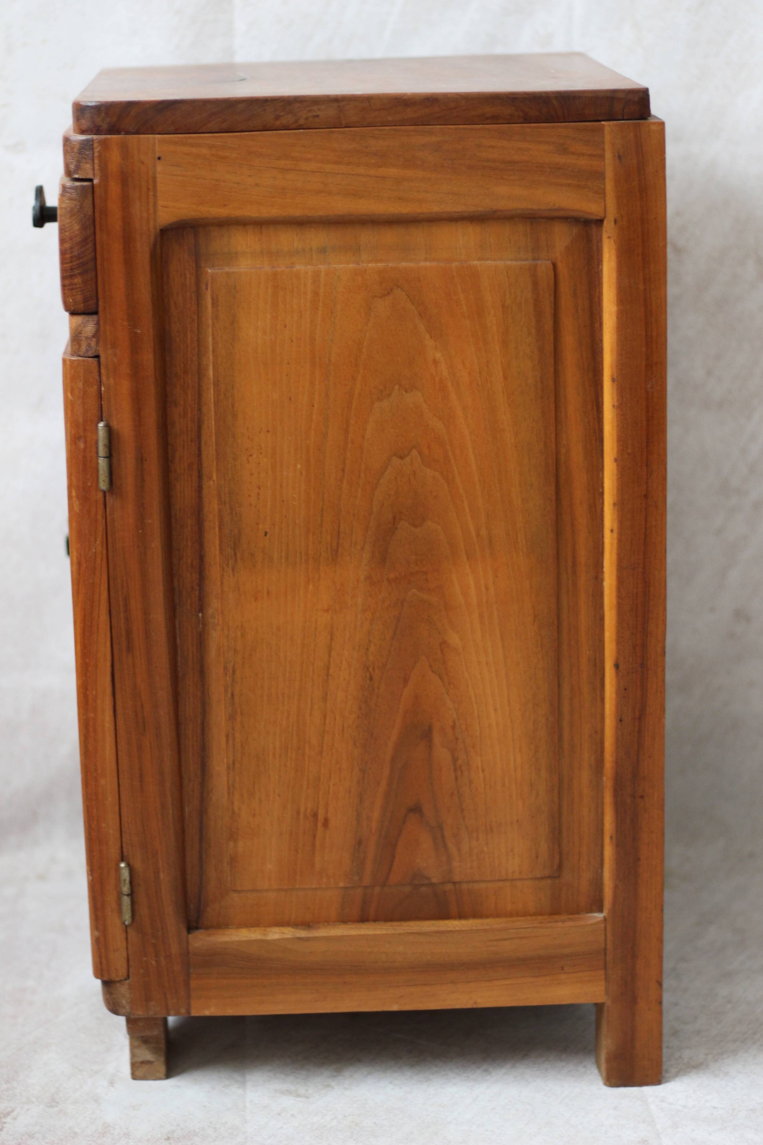 Art deco walnut bedside table