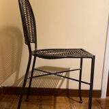 Set of 4 Wrought Iron and Rattan Chairs