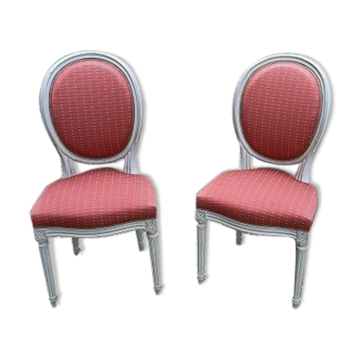Pair of Louis XVI style medallion chairs