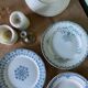 Set of 6 old flat plates in mismatched iron earth