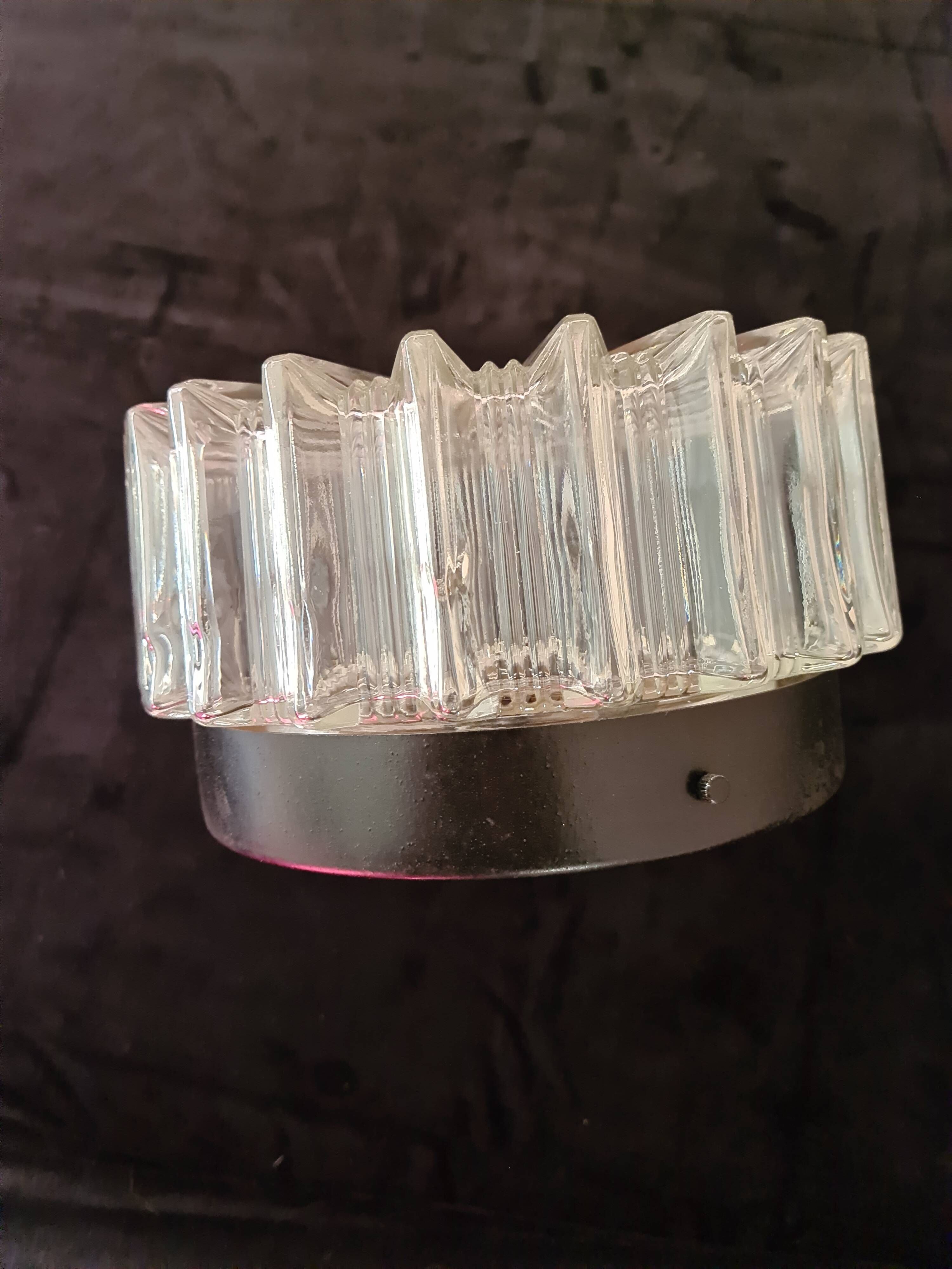 Round ceiling lamp with glass cup 40s/50's