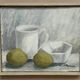 Original Swedish Oil on Canvas – “Jug, Bowl and Fruits” by Main Klarmo‑Kärred – Signed – 1961 – Vintage & Framed – 49×40.5 cm (19.3"×15.9")