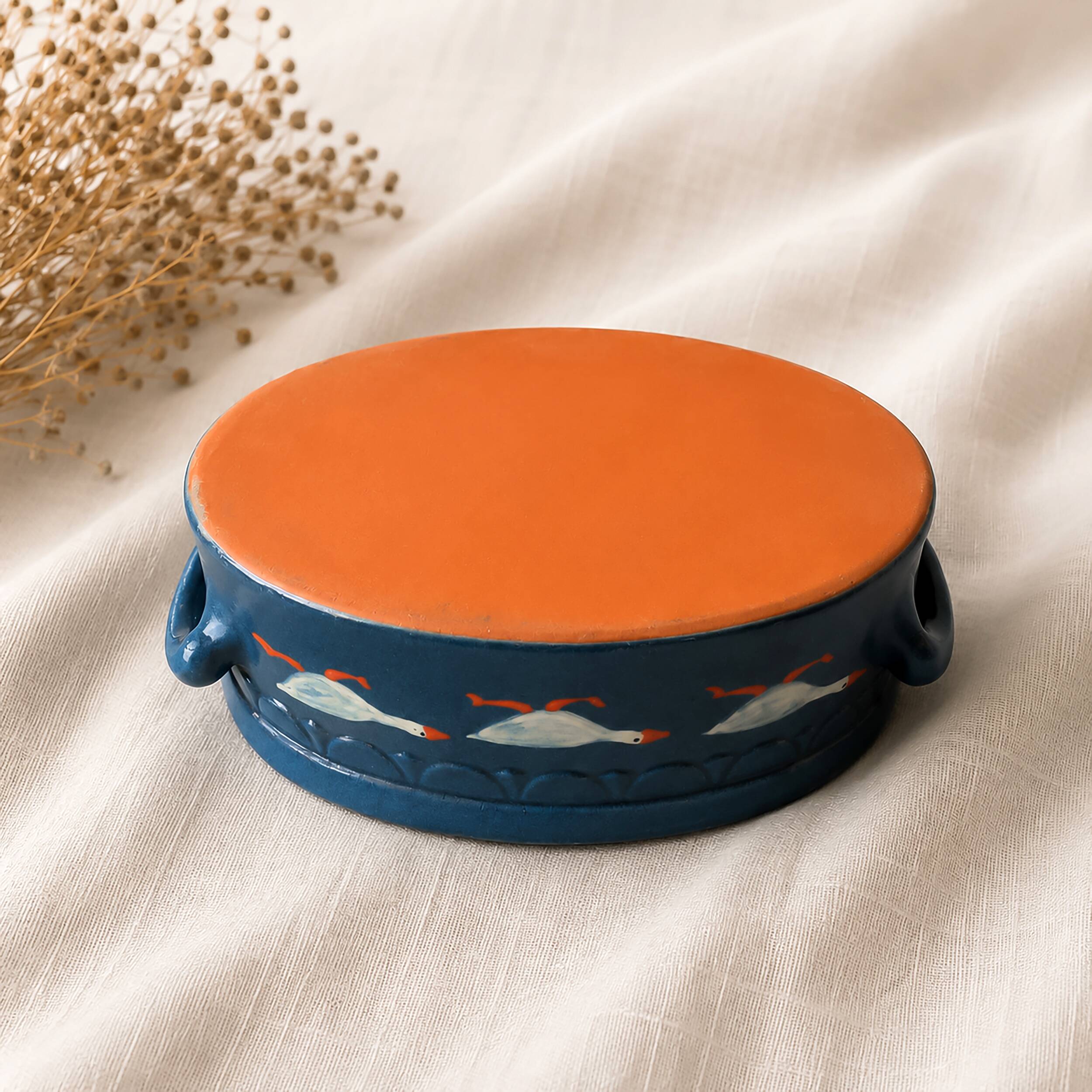 Alsatian terrine vintage in glazed earthenware – decorated with geese from Soufflenheim