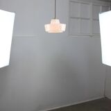 Mid-century Modern Italian Brass and White Glass Pendant Lamp, 1960s