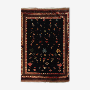 Black Vintage Handmade Wool Persian Rug- 128x157cm