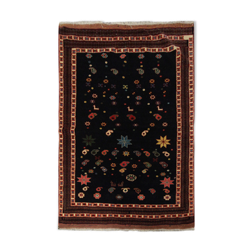 Black Vintage Handmade Wool Persian Rug- 128x157cm