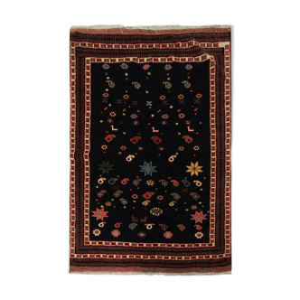 Black Vintage Handmade Wool Persian Rug- 128x157cm