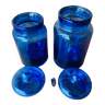 Duo de pots en verre bleu cobalt