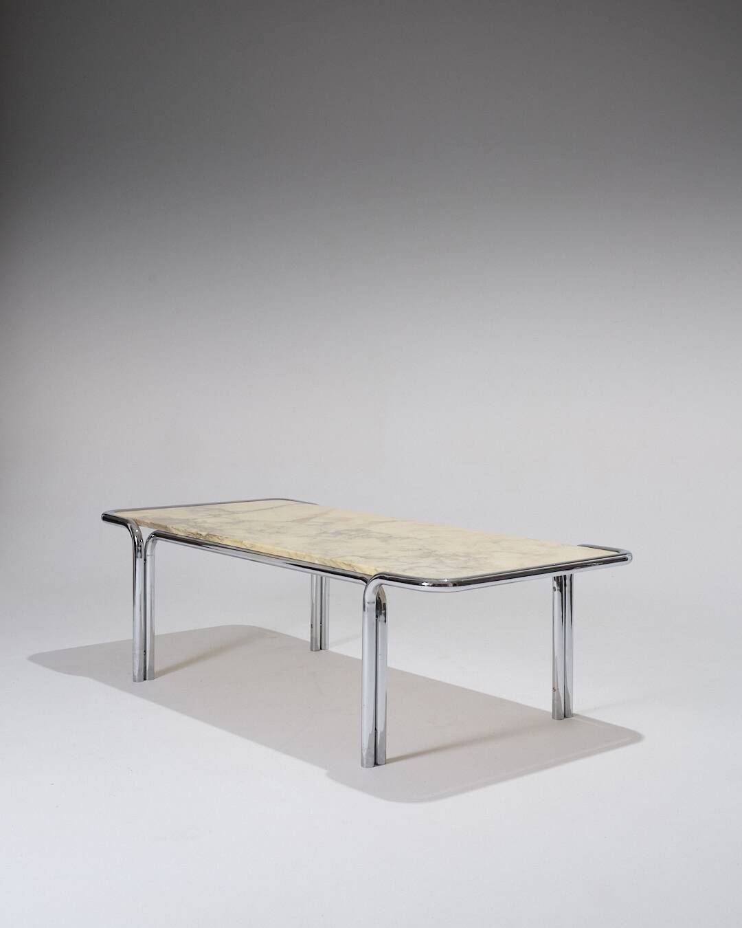 Marble and Tubular Metal Coffee Table, 1970s