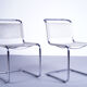 Set of 2  italian grey leather cantilever seats