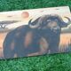 Sand painting on wood panel African buffaloes Artist Dm3 (Demba Mbengue)
