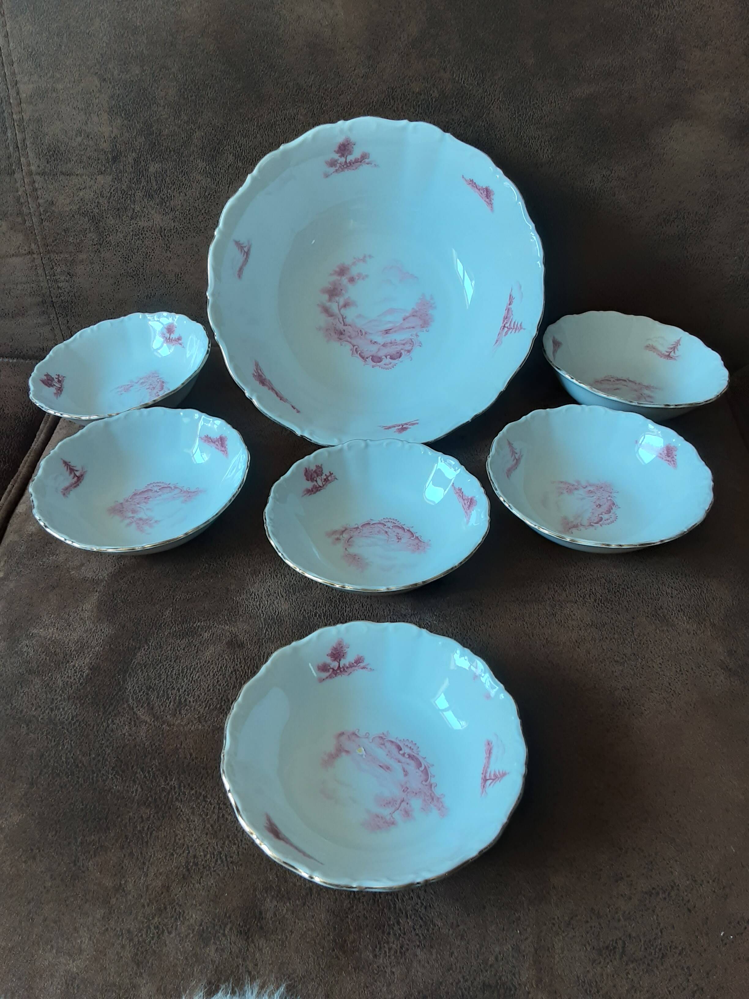 Bavaria porcelain cup and 6 bowl set