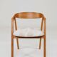 Oak dining chairs set of two, natural wood, jacquard fabric