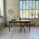Beech and pine farmhouse table with spindle legs 170 cm