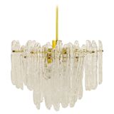 Frosted glass and brass chandelier by Kinkeldey, Germany, 1960s.