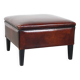 Large square sheepskin leather ottoman with a beautiful patina