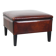 Large square sheepskin leather ottoman with a beautiful patina