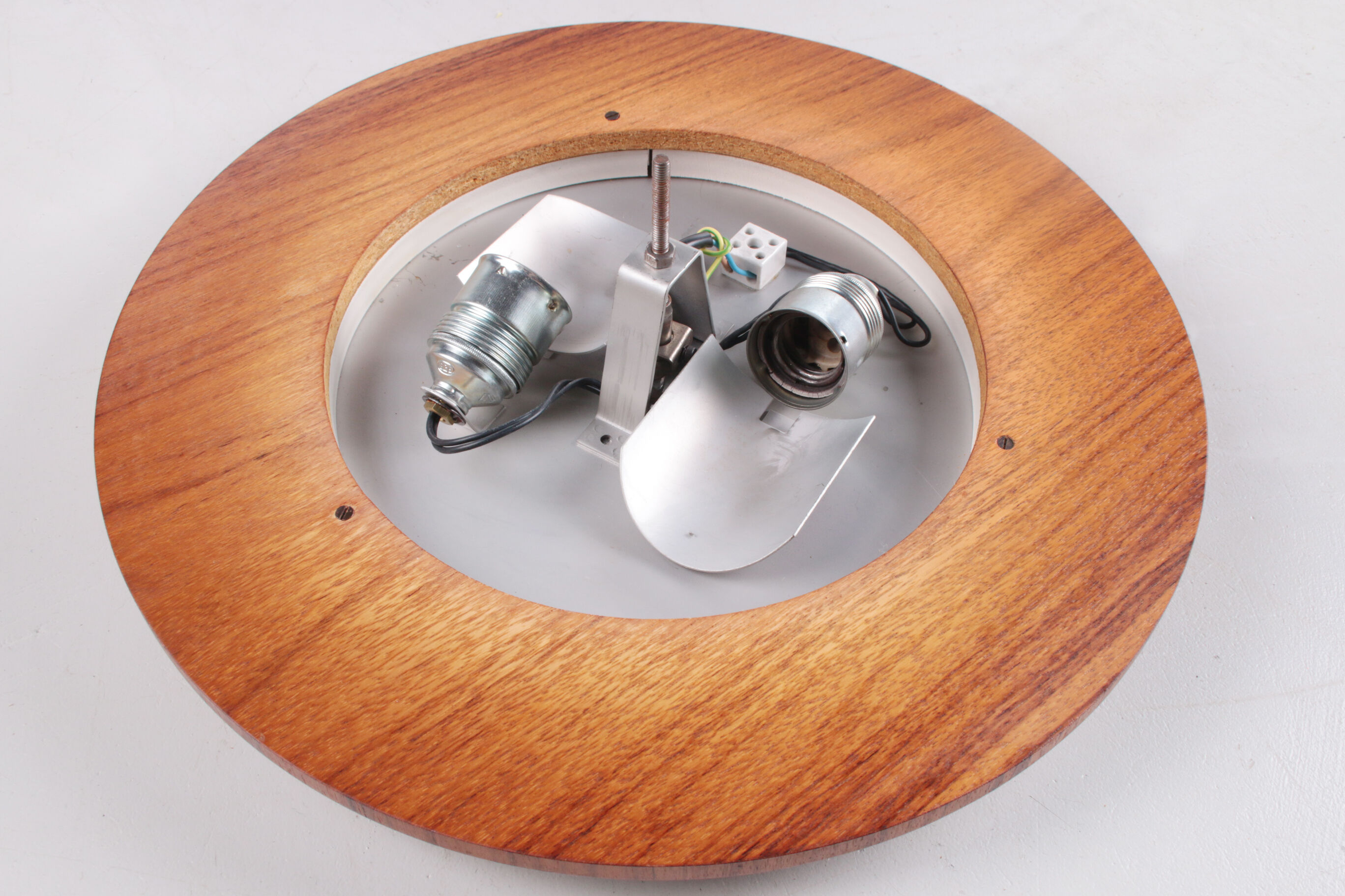 Vintage teak and glass ceiling lamps, 60s