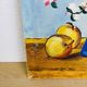 Still life painting bouquet of flowers and apples
