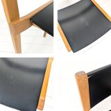 Chaise empilable vintage design danois en bois noir style scandinave Mid-Ce
