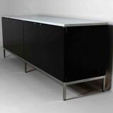 Black Executive Florence Knoll sideboard with metal handles, 1970s