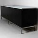 Buffet Florence Knoll noir de style exécutif avec poignées en métal, années 1970