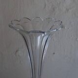 French antique crystal bronze and brass cornet soliflore vase from the early 1920s.