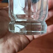 High glasses Luigi Bormioli, transparent decagonal glasses Italy.