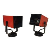 Pair of orange wall lamps 70s Alte Lite by Targetti Sankey