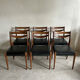 Scandinavian teak and faux leather chairs - set of 6