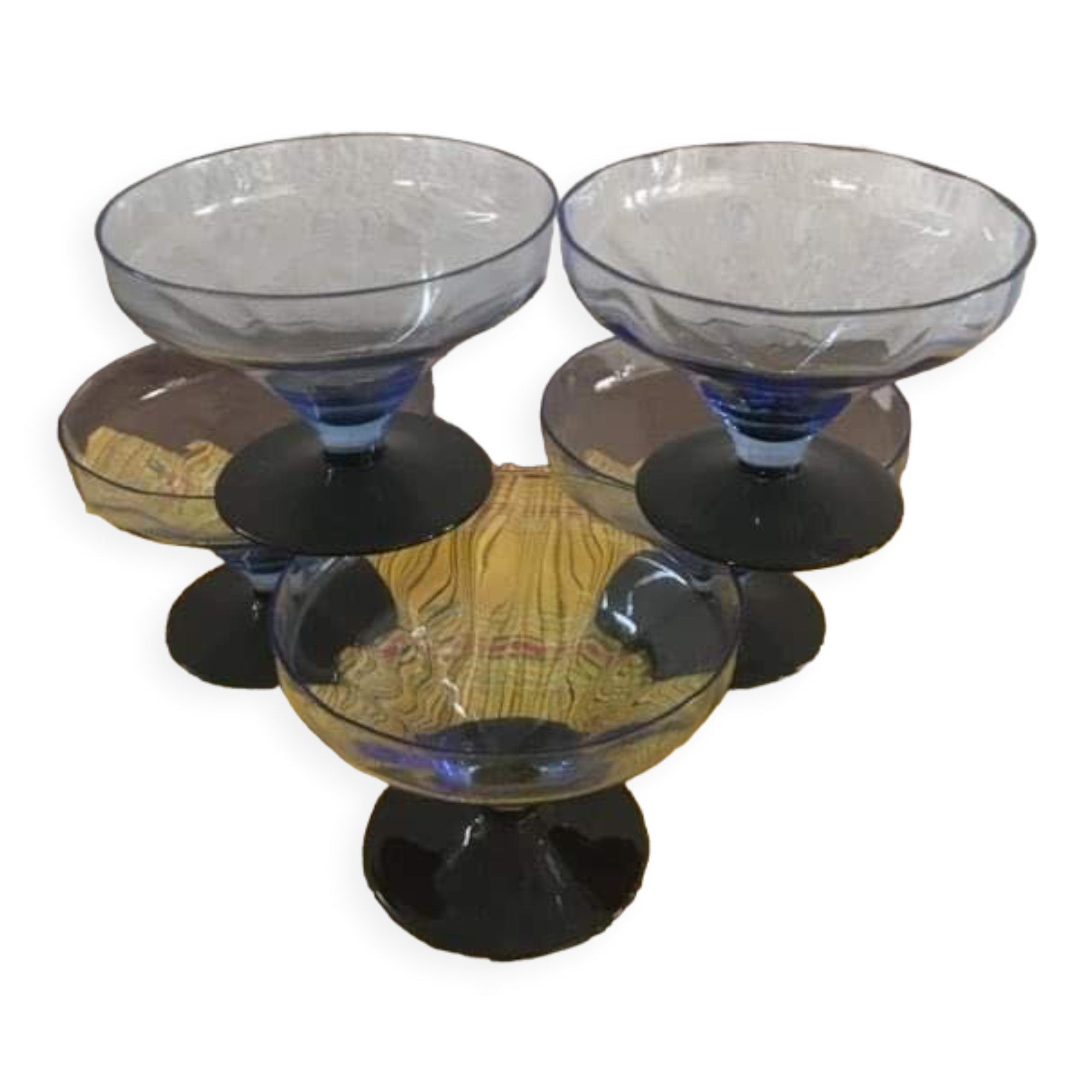 Five vintage cuts with blue glass