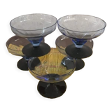 Five vintage cuts with blue glass