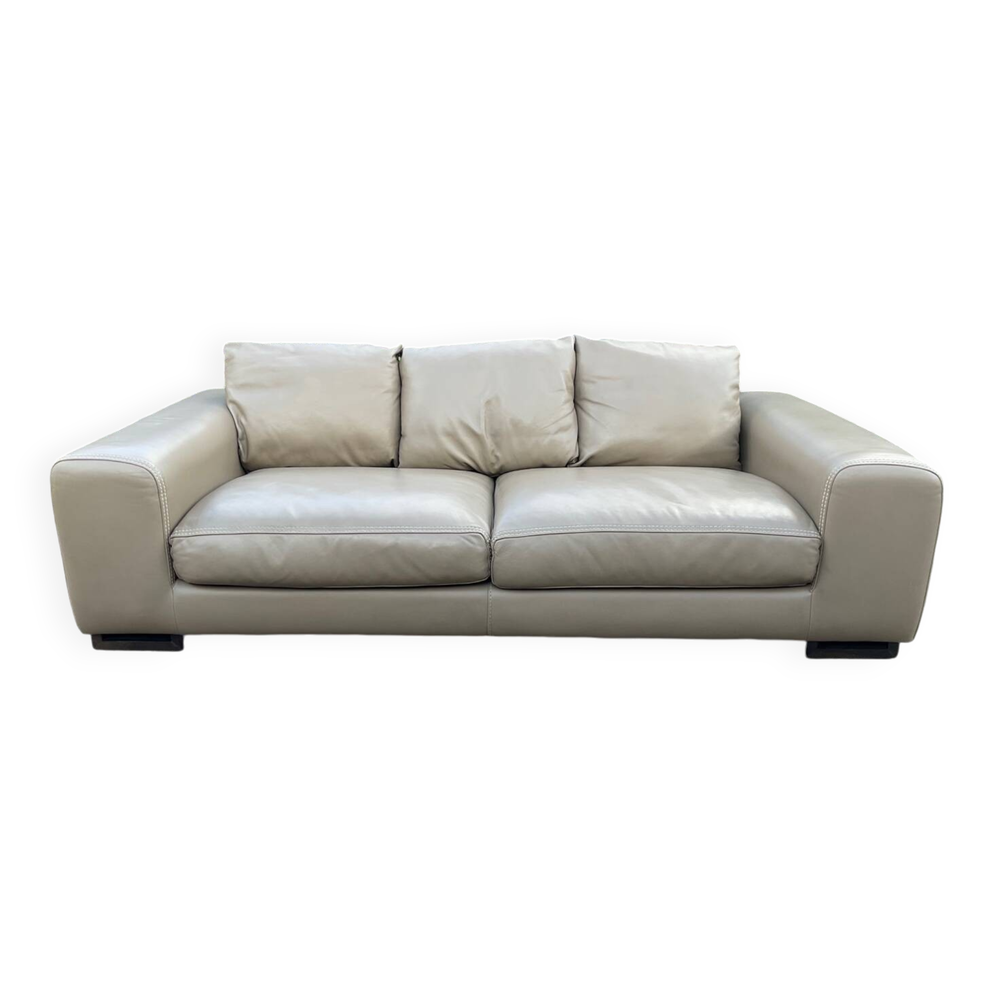 Roche Bobois 3-seater sofa in beige leather