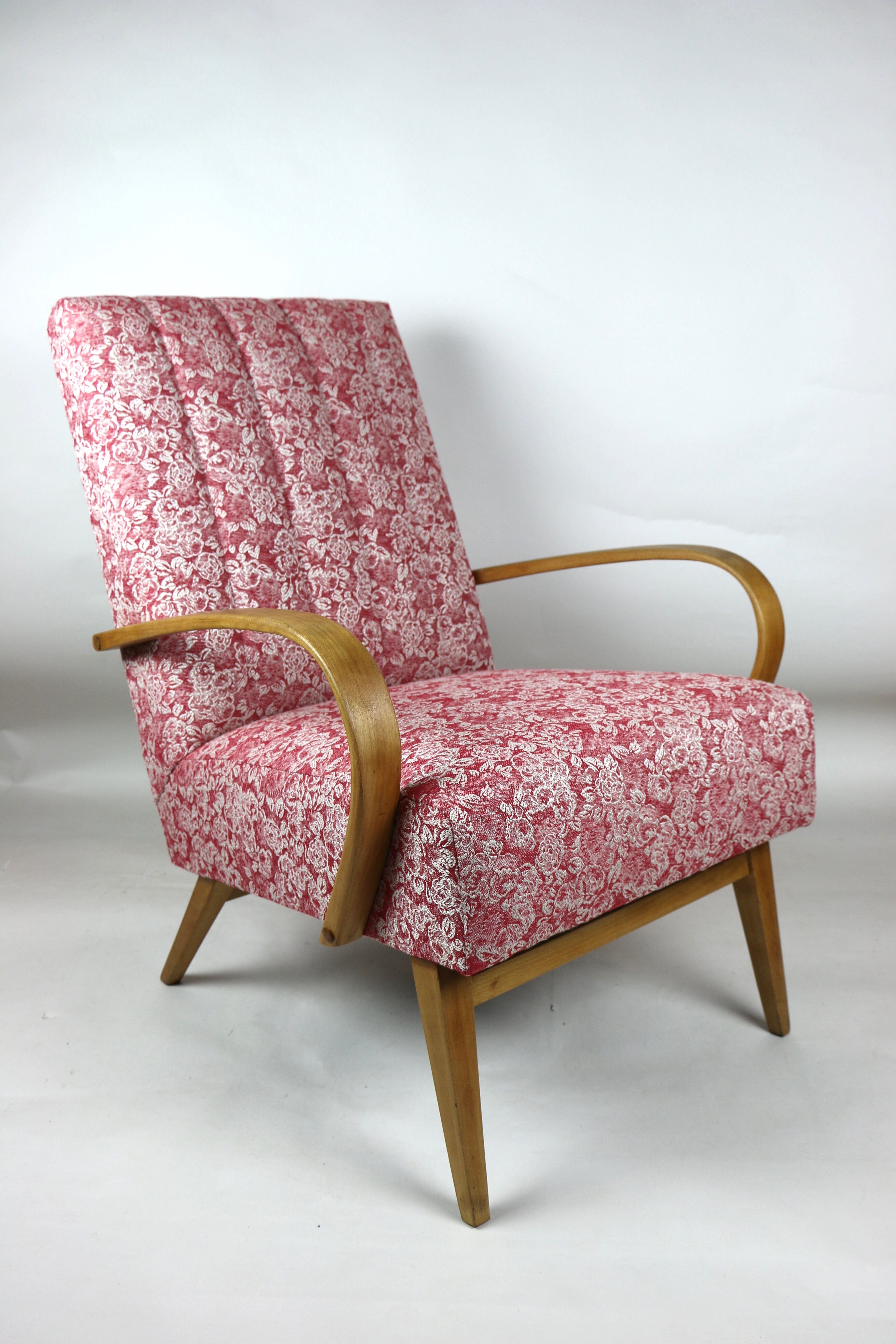 Art deco style rose velvet armchair, 1970s