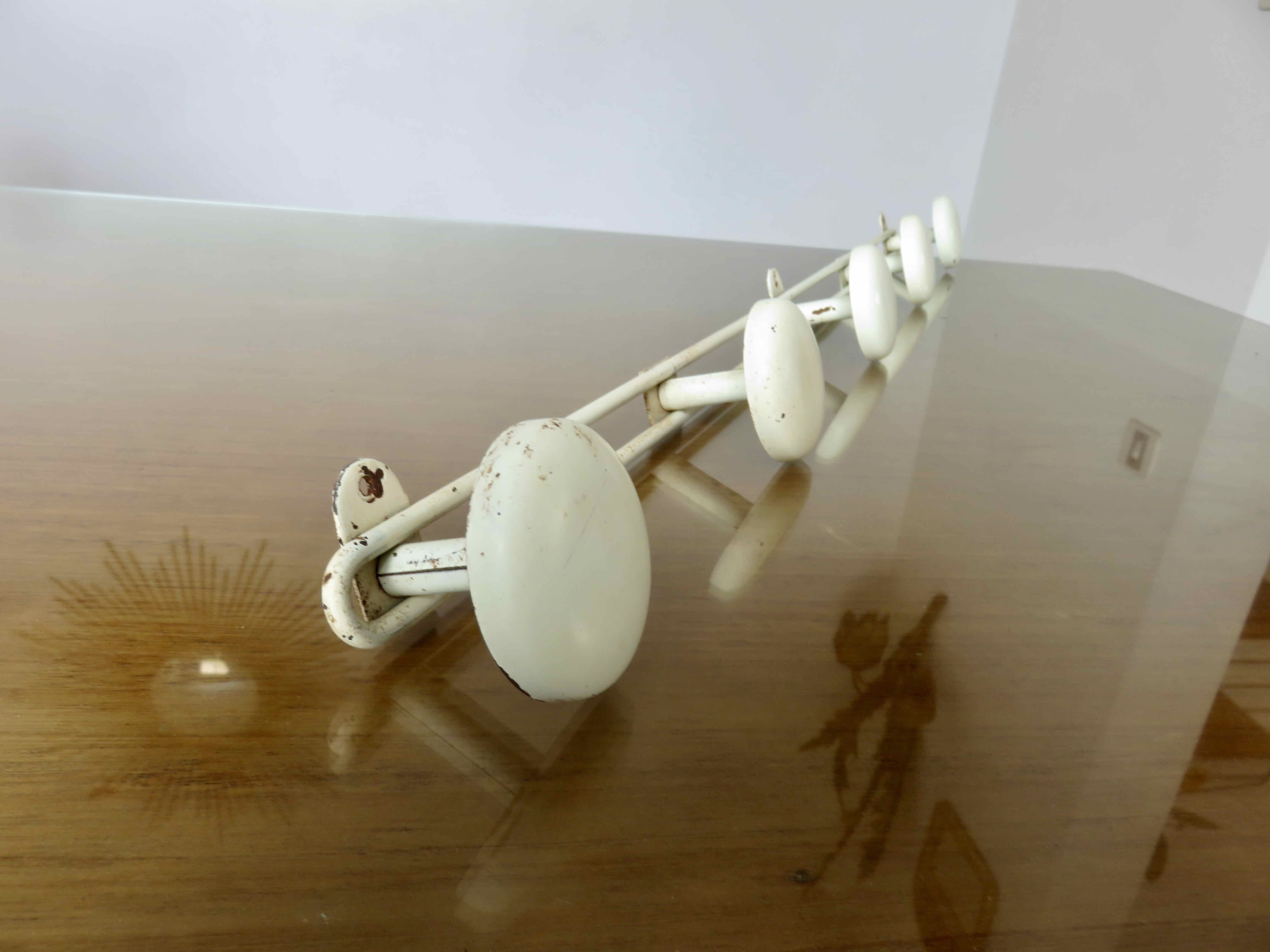 Wall-mounted coat rack in lacquered metal 40s 50s