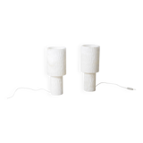 Paire de lampes en albâtre, travail contemporain
