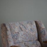 Mid-century modern Danish, pair of oak armchairs with original fabric, 1960s.