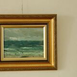 Original vintage oil on panel – ocean landscape