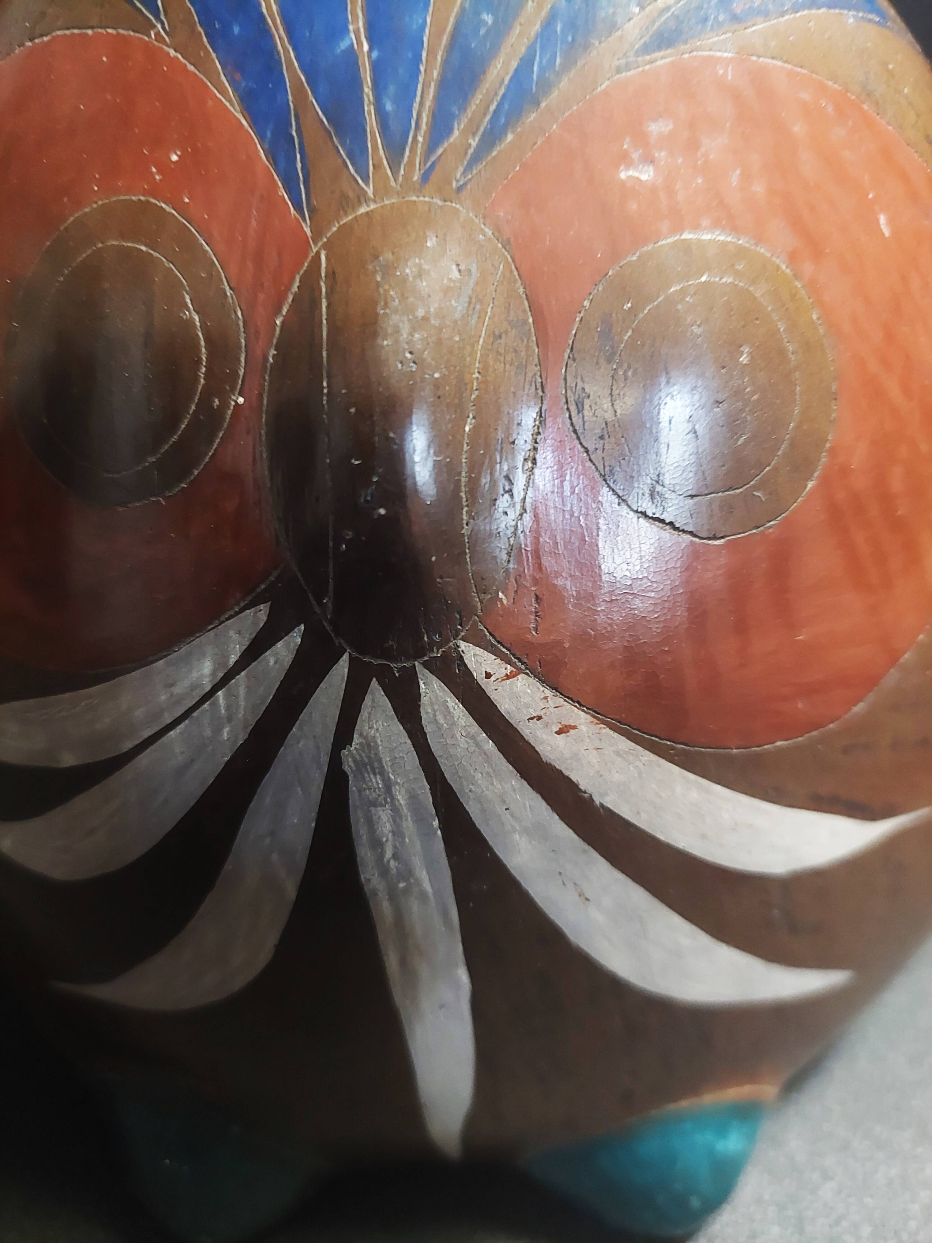Céramique vintage signée V. Silva chouette hibou Tonala Mexique années 60-70